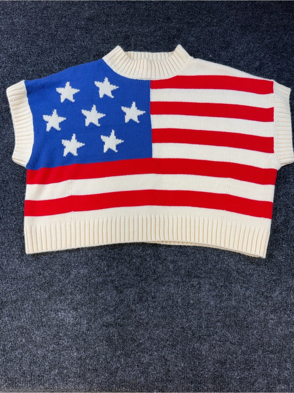 Stars & Stripes Crewneck Sweater Vest - Red, White & Blue Womens